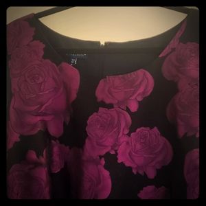 NWT Talbots Gorgeous Black Purple Roses Lined